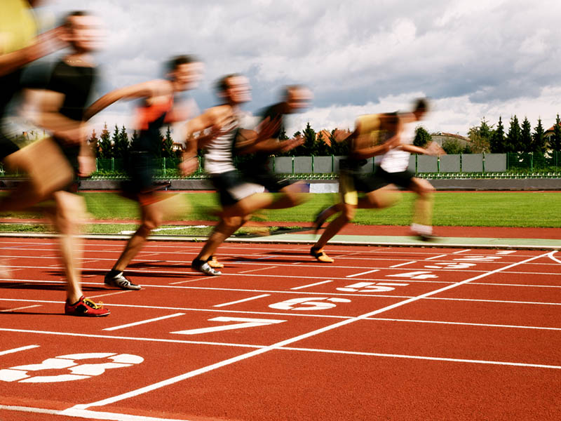 Athletes at the finish line