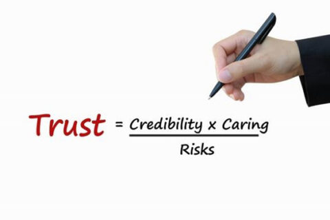 Trust equals credibility times caring over risks
